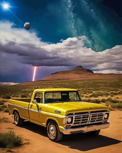 Yellow Retro Truck Diamond Painting