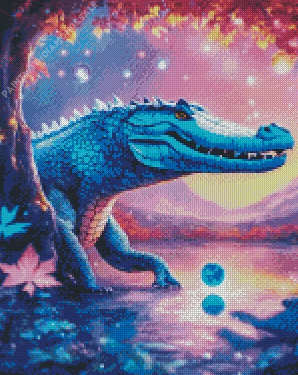 Alligator in a fantastic landscape Diamond By Numbers Alligator In A Fantastic Landscape Diamond Painting