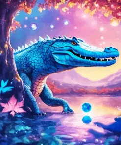 Alligator In A Fantastic Landscape Diamond Painting