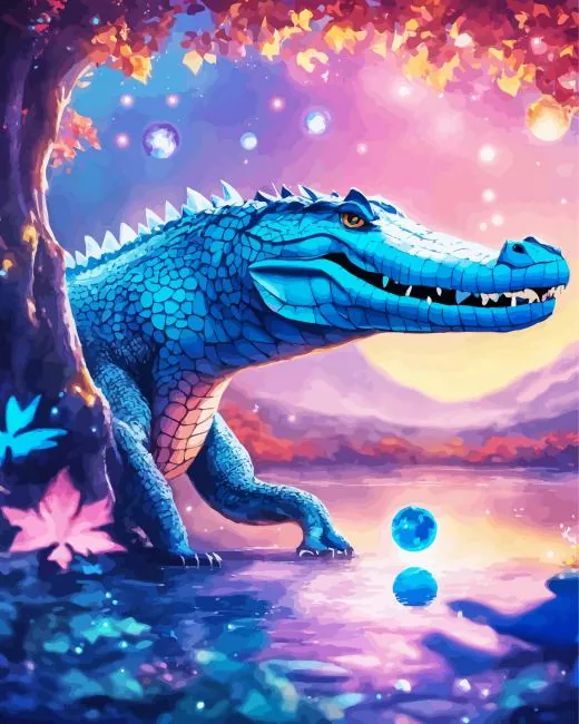 Alligator in a fantastic landscape Diamond Paintings Alligator In A Fantastic Landscape Diamond Painting