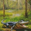Alligator In A Swamp Diamond Painting