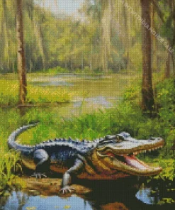 Alligator In A Swamp Diamond Painting