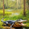 Alligator In A Swamp Diamond Painting