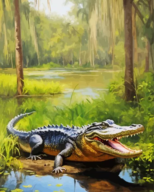 Alligator in a swamp Diamond Paintings Alligator In A Swamp Diamond Painting
