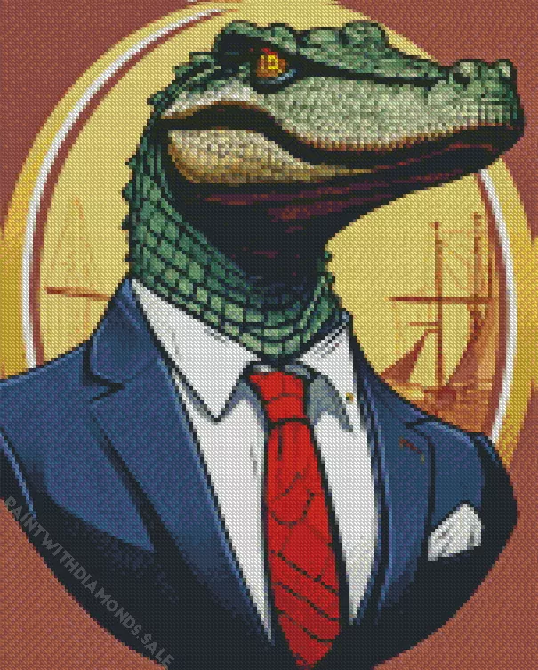 Alligator in suit Diamond By Numbers Alligator In Suit Diamond Painting