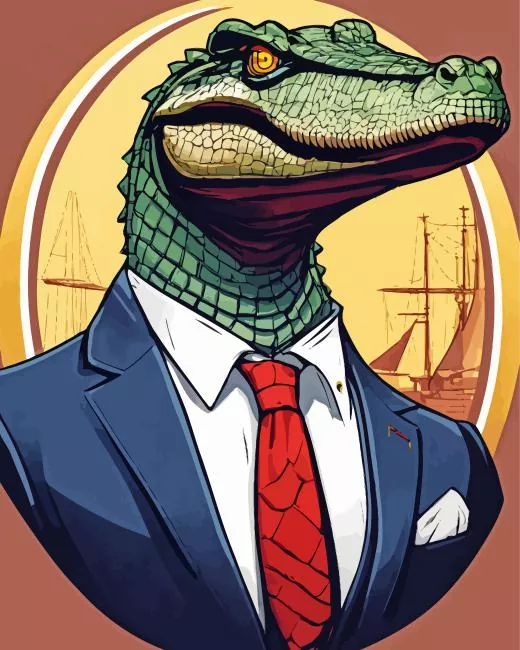 Alligator in suit Diamond Paintings Alligator In Suit Diamond Painting