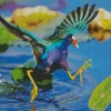 American Purple Gallinule Flapping Wings Diamond Painting