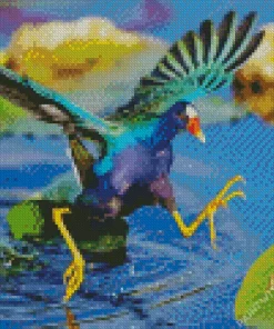 American Purple Gallinule Flapping Wings Diamond Painting