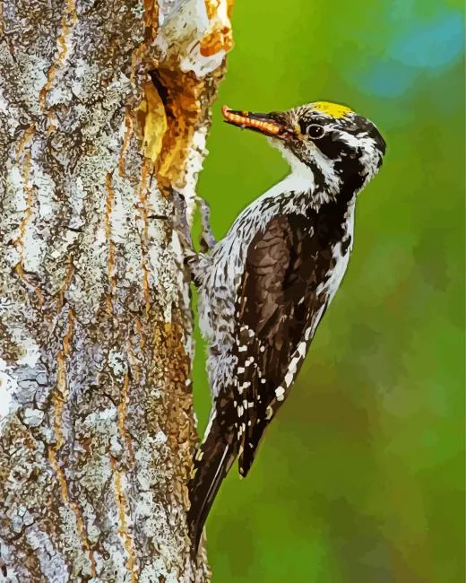 American three toed woodpecker Diamond Paints American Three Toed Woodpecker Diamond Painting