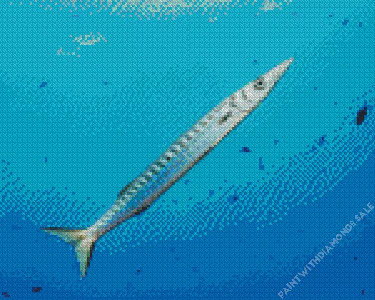 Barracuda Diamond With Numbers Barracuda Underwater Diamond Painting