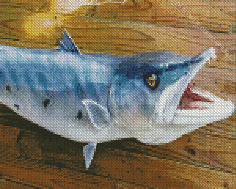 Barracuda Fish with open mouth Diamond With Numbers Barracuda Fish With Open Mouth Diamond Painting