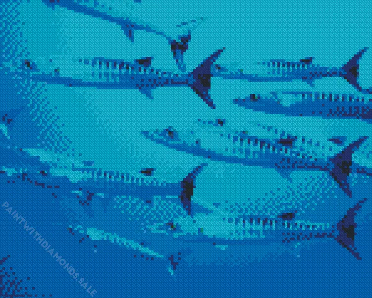 Barracuda Fishes Diamond With Numbers Barracuda Fishes Diamond Painting