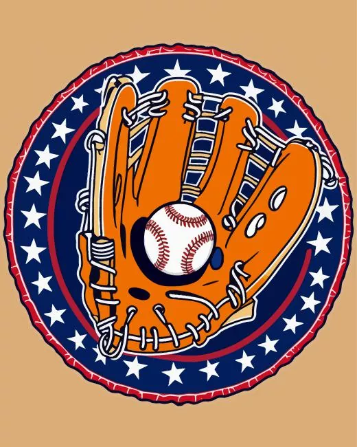 Baseball glove Diamond By Numbers Baseball Glove Diamond Painting