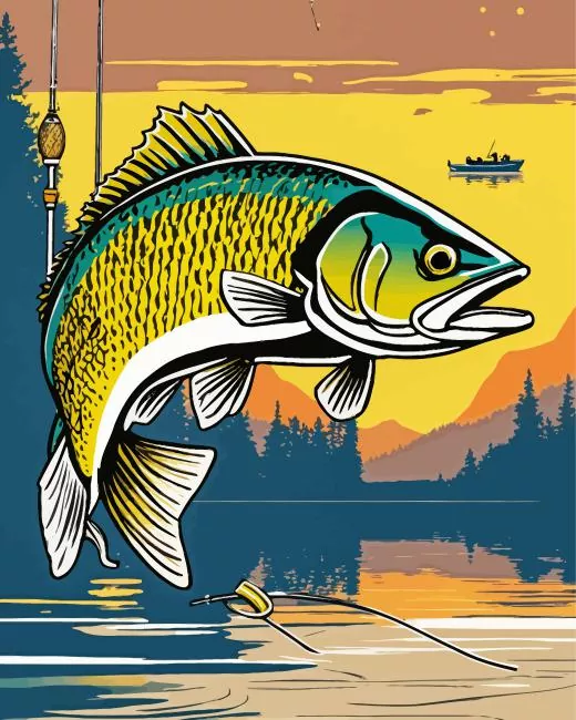 Bass fish with opened mouth Diamond With Numbers Bass Fish With Opened Mouth Diamond Painting