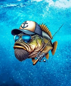 Bass Fish With Sunglasses Diamond Painting