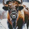 Bison In Snow Diamond Painting
