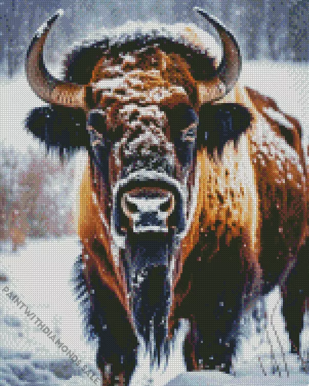 Bison in snow Diamond By Numbers Bison In Snow Diamond Painting