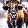 Bison In Snow Diamond Painting