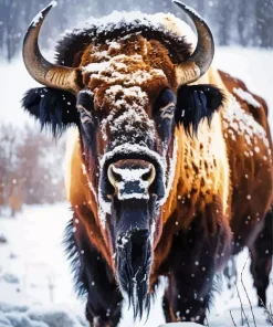Bison In Snow Diamond Painting