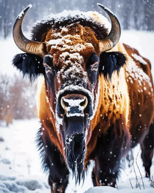Bison in snow Diamond Paintings Bison In Snow Diamond Painting