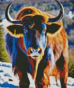Bison In Snow Art Diamond Painting