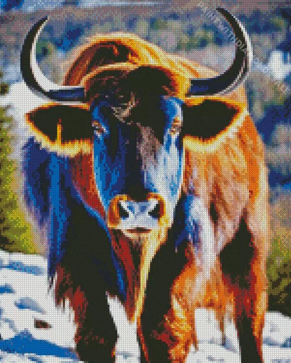 Bison in snow art Diamond By Numbers Bison In Snow Art Diamond Painting