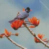 Black Bulbul On Floral Branches Diamond Painting