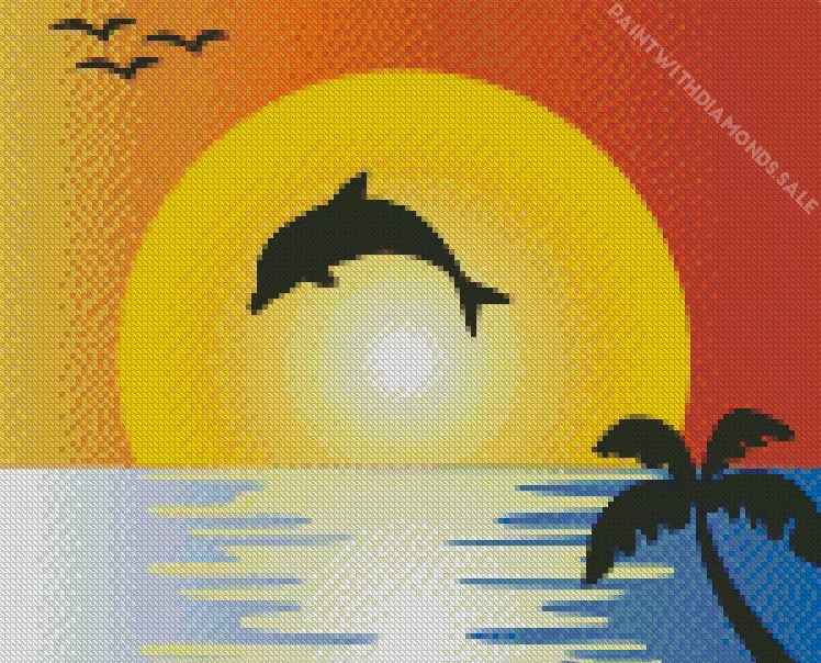 Dolphin silhouette Diamond Paintings Dolphin Silhouette Diamond Painting