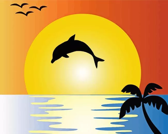 Dolphin silhouette Diamond With Numbers Dolphin Silhouette Diamond Painting
