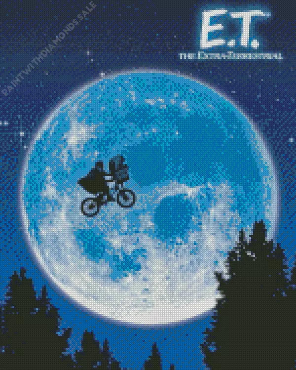 ET The Extra Terrestrial movie poster Diamond With Numbers ET The Extra Terrestrial Movie Poster Diamond Painting