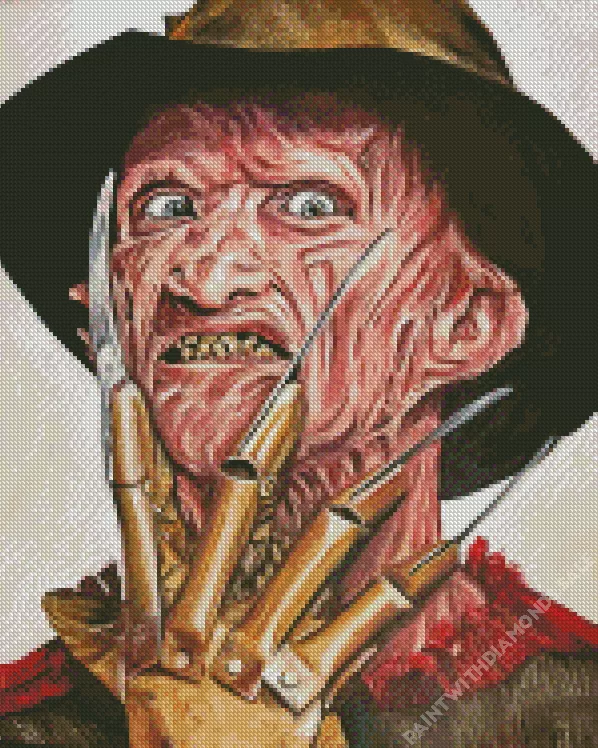 Freddy Krueger art Diamond With Numbers Freddy Krueger Art Diamond Painting