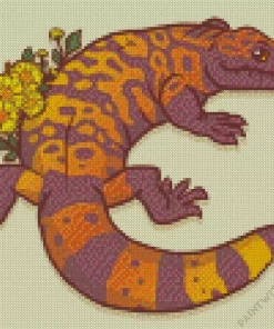 Gila Monster And Yellow Flowers Diamond Painting