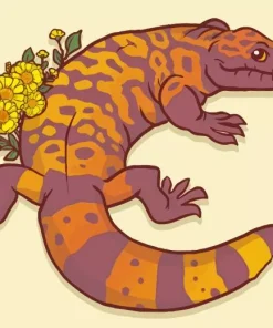 Gila Monster And Yellow Flowers Diamond Painting