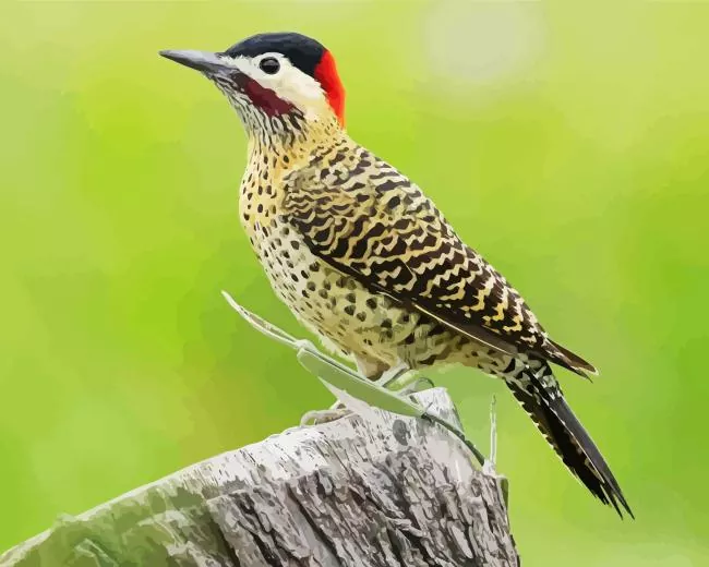 Green barred woodpecker Diamond With Numbers Green Barred Woodpecker Diamond Painting