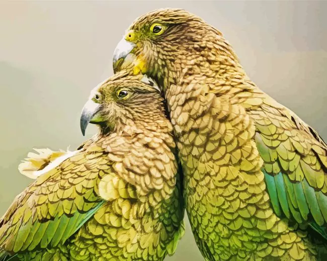 Kea Birds Diamond With Numbers Kea Birds Diamond Painting