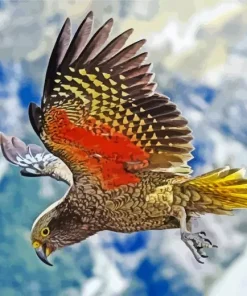 Kea In Flight With Wings Spread Diamond Painting