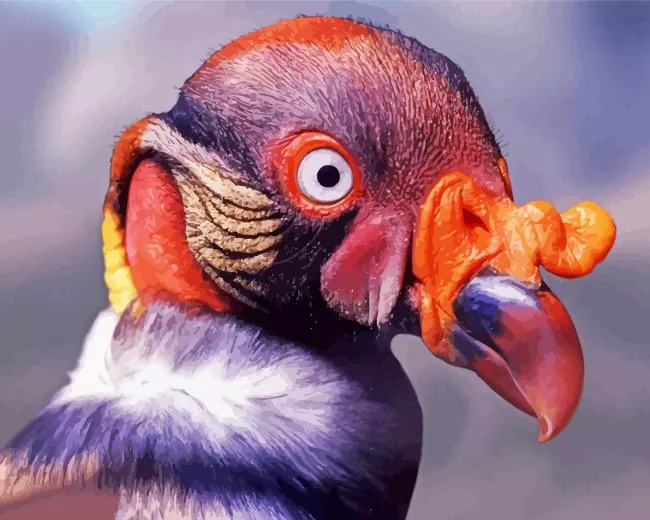 King Vulture red head Diamond With Numbers King Vulture Red Head Diamond Painting