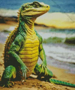 Komodo Dragon At Beach Diamond Painting