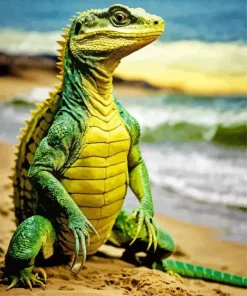 Komodo Dragon At Beach Diamond Painting