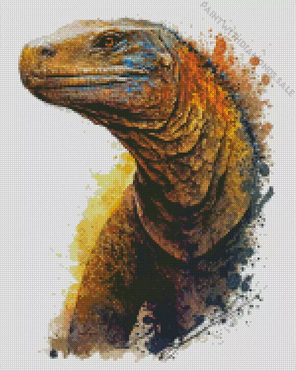 Komodo dragon splatter Diamond By Numbers Komodo Dragon Splatter Diamond Painting