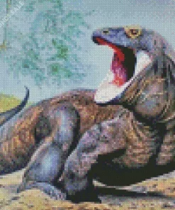 Komodo Dragon With Opened Mouth Diamond Painting