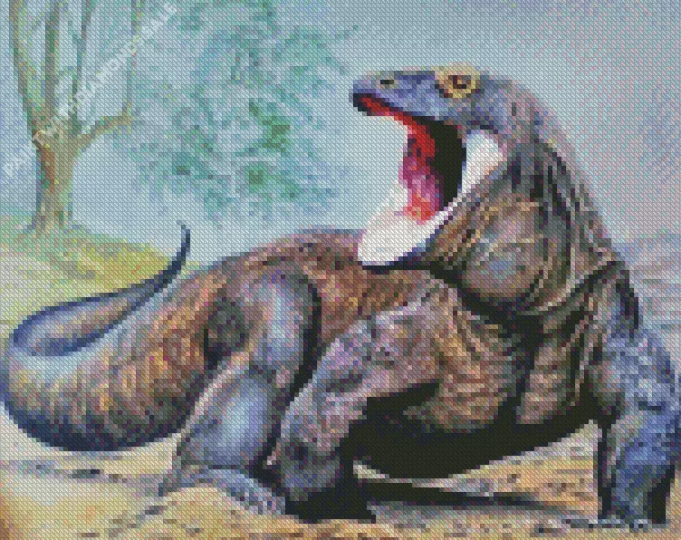 Komodo dragon with opened mouth Diamond By Numbers Komodo Dragon With Opened Mouth Diamond Painting