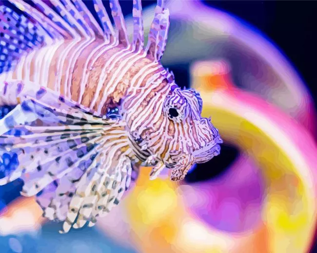 Lion Fish Diamond With Numbers Lionfish Diamond Painting