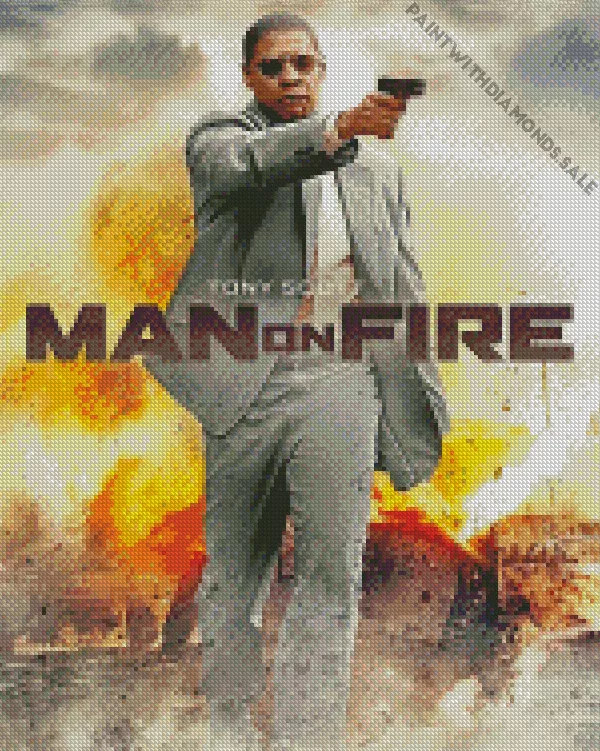 Man on Fire poster Diamond By Numbers Man On Fire Poster Diamond Painting