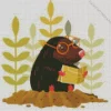 Mole Reading A Book Diamond Painting