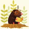 Mole Reading A Book Diamond Painting