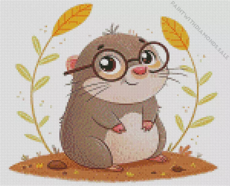 Mole with glasses Diamond By Numbers Mole With Glasses Diamond Painting