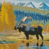 Moose Among The Trees Diamond Painting