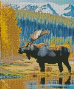 Moose Among The Trees Diamond Painting
