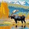 Moose Among The Trees Diamond Painting